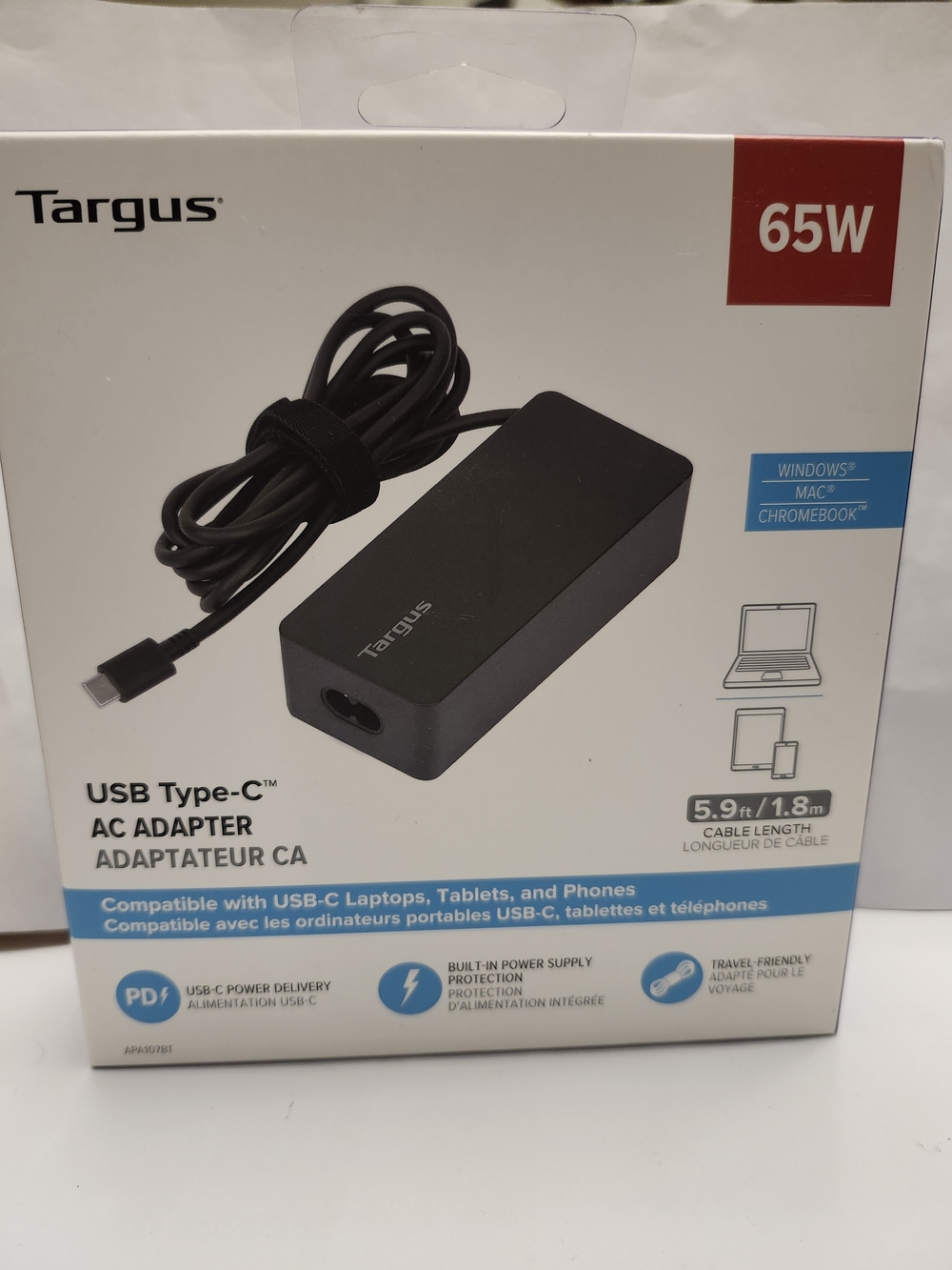 Targus USB Type-C 65W AC Adapter – Black New In Box